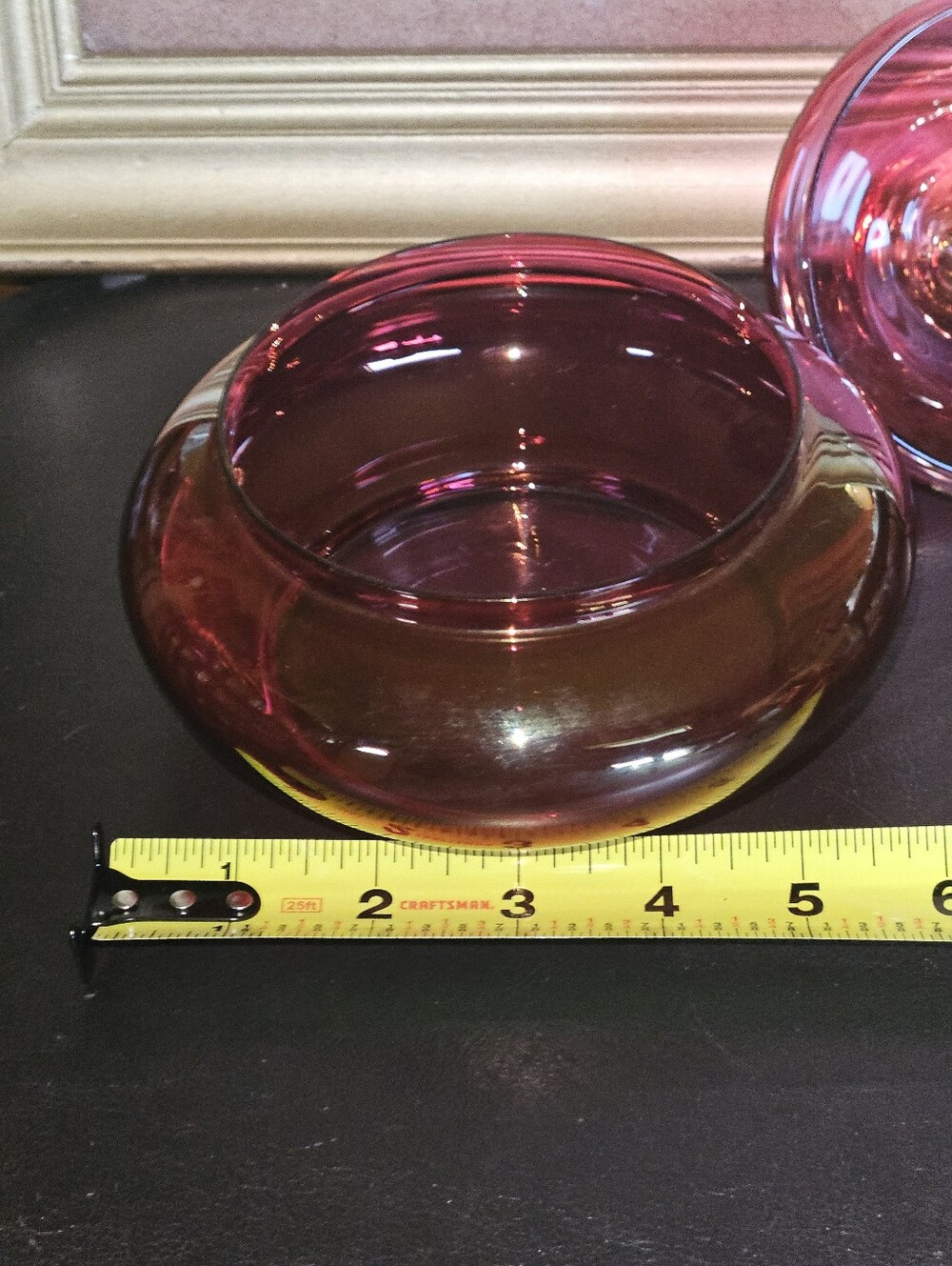 Vintage Blown Cranberry Glass Candy Dish with Circus-Tent Style Lid - Picture 7 of 9
